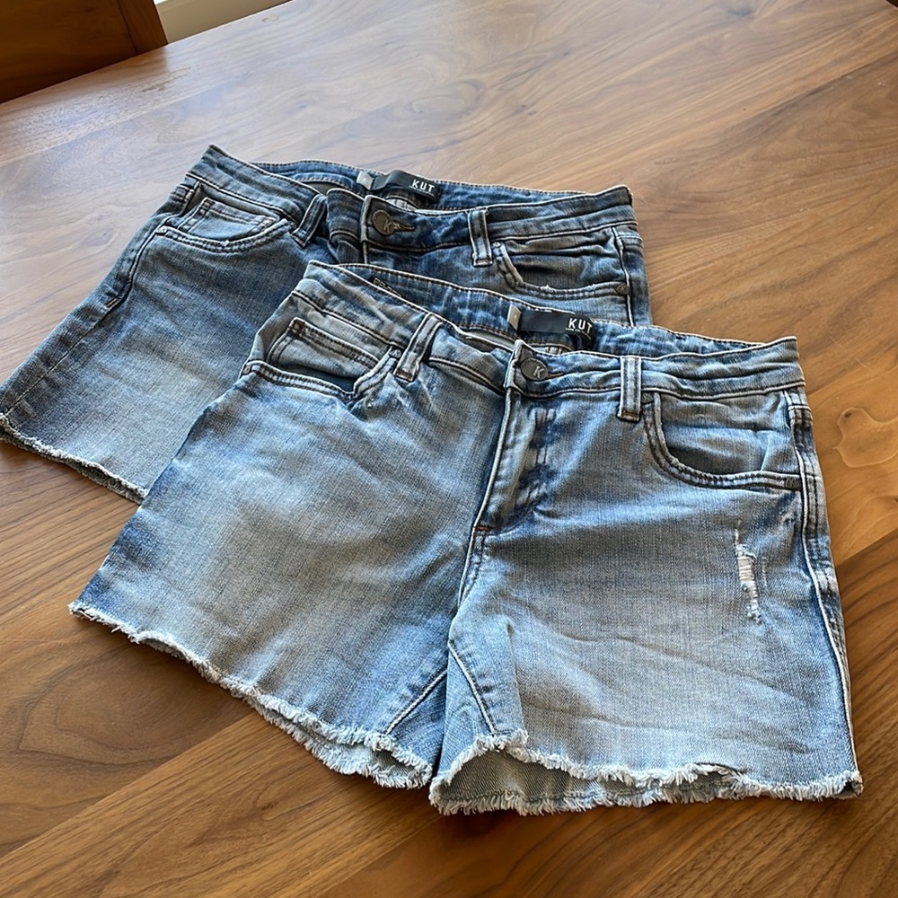 2 KUT denim cut-off shorts